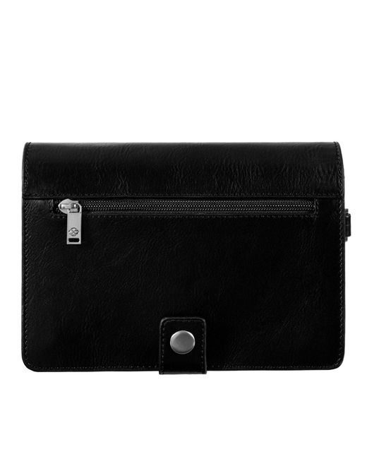Time Resistance Black Leather Clutch Purse for men