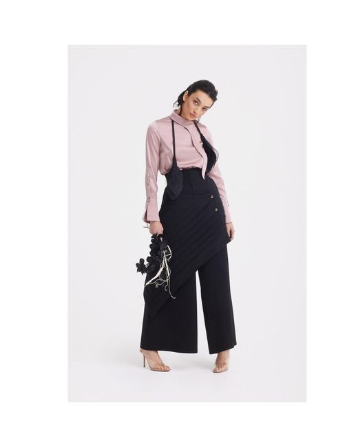 Julia Allert Brown Luxury Silk-Feel Satin Blouse Blush