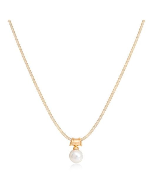 Pearls of the Orient Online Metallic Credo Large Cultured Freshwater Pearl Pendant On Plated Bale On Mesh Necklace