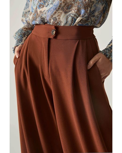 James Lakeland Brown Rust Wide Leg Suit Trousers
