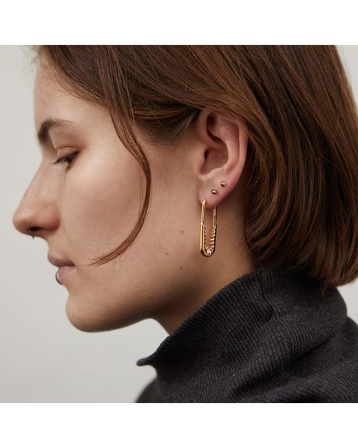 Kasun Metallic Safety Pin Hoop Earrings