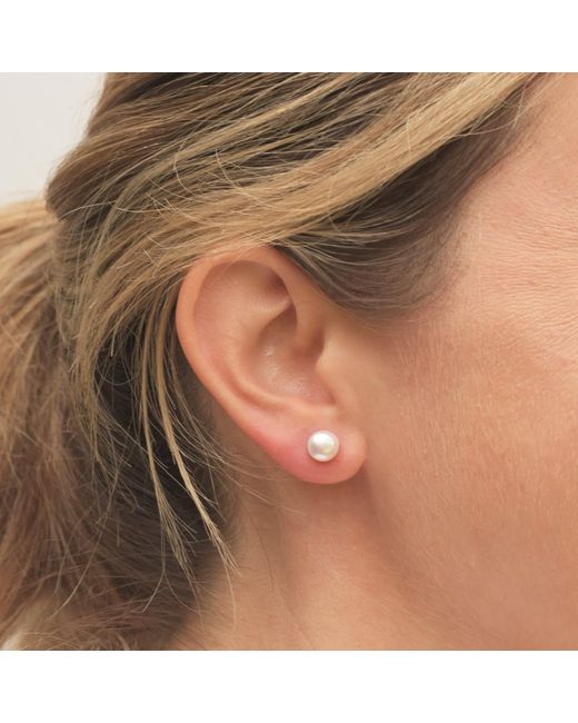 Kiri & Belle White Mae Sterling Button Pearl Earrings