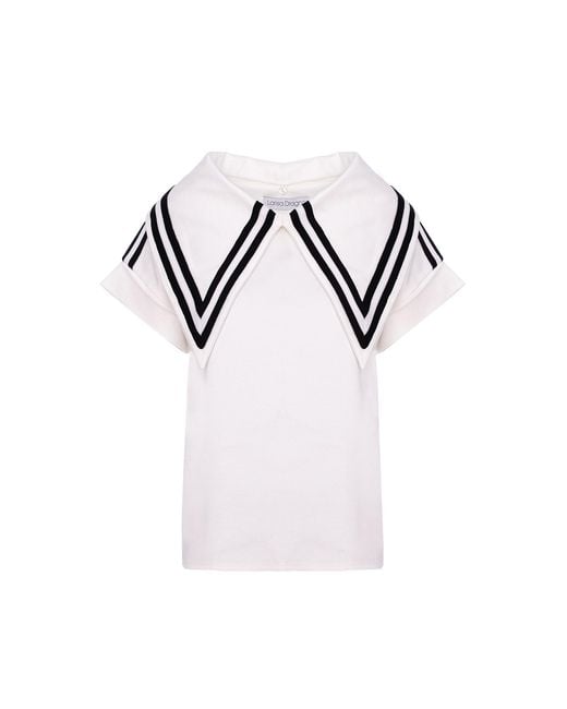 Larisa Dragna White Sailor Top With Removable Collar