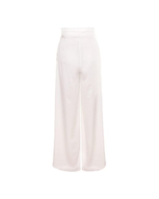 AVENUE No.29 White Satin High Rise Wide Leg Trousers