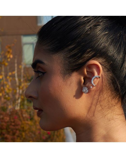 The Link Between White Grelda Ear Cuff With Scatter Bezel Diamond Detail Sterling for men