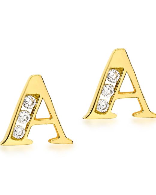 Posh Totty Designs Metallic Gold Initial Earrings With Cubic Zirconia