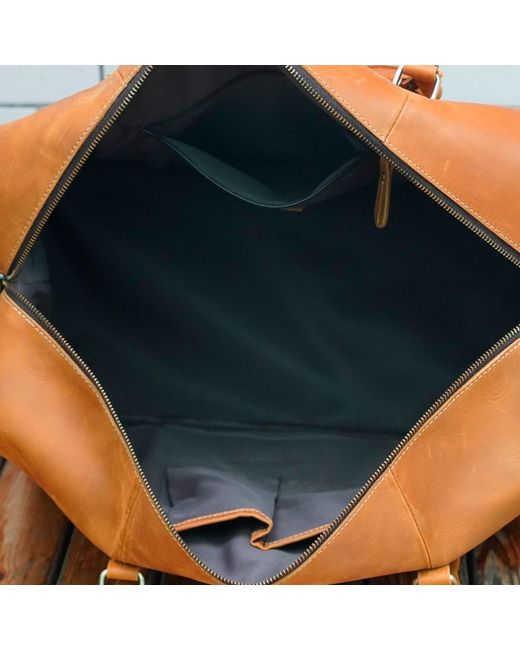 Touri Brown Genuine Leather Duffel With Suit Compartment for men