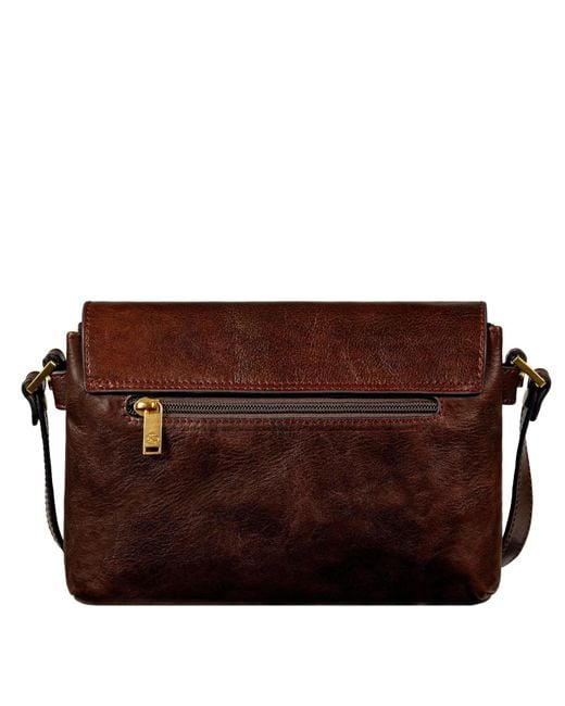 Time Resistance Brown Leather Cross Body Bag For