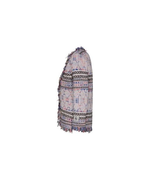 The Extreme Collection Gray Lady Jacket With Jewel Buttons And Frayed Trims