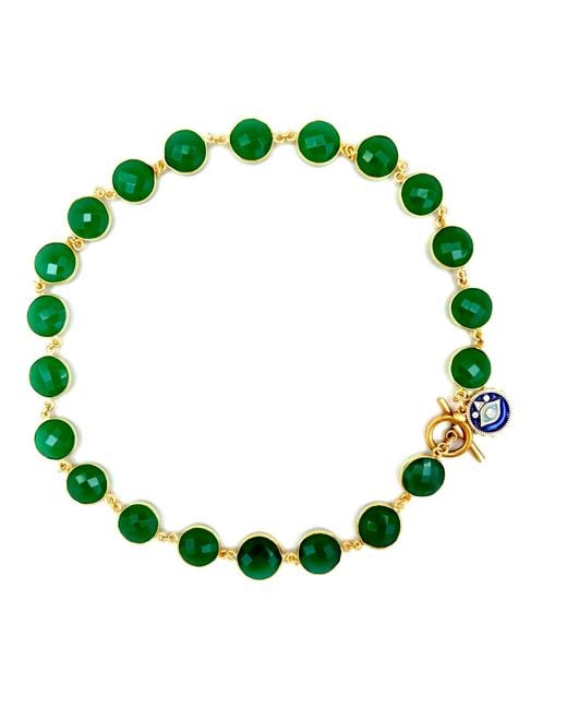 Persia Dona Jewelry Green Agate X Evil Eye Charm Necklace