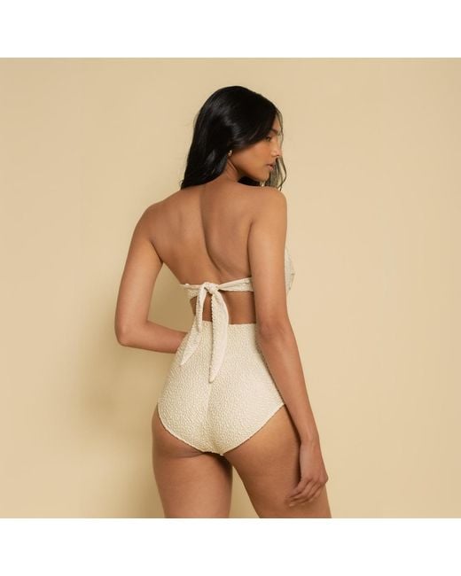 Montce White Neutrals Oat Texture Tori Ties Bandeau Bikini Top