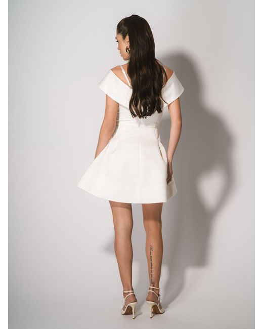 Tia Dorraine Natural Easy To Love Flared Satin Mini Dress Pearl