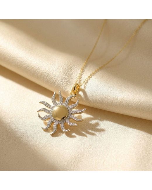 Harfi Metallic Plated Distant Sun Pendant Charm Necklace