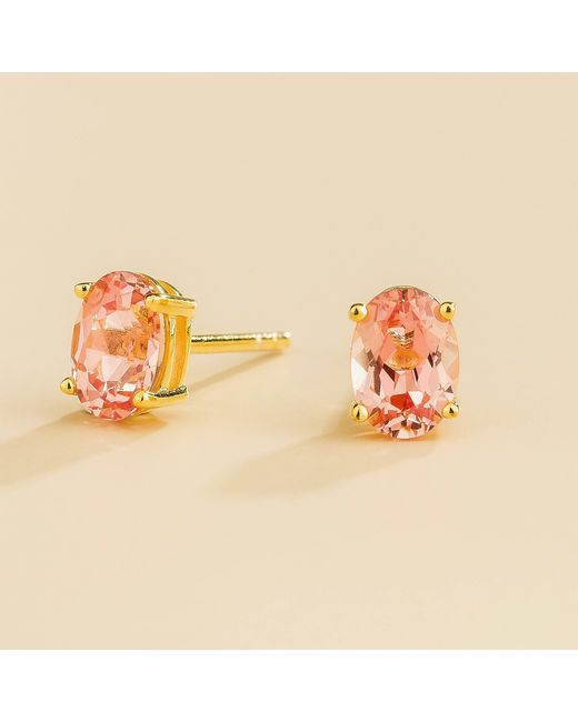 Juvetti Pink Ovo Earrings Set With Padparadscha Sapphire