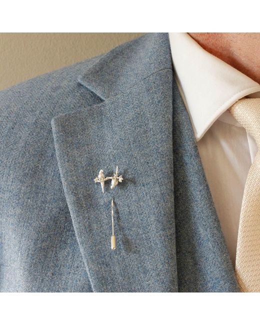Lee Renee Metallic Parakeet Tie Pin – Two Friends On A Branch – for men