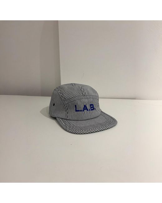 London Atelier Byproduct Gray Lab Striped Embroidery Logo Hat