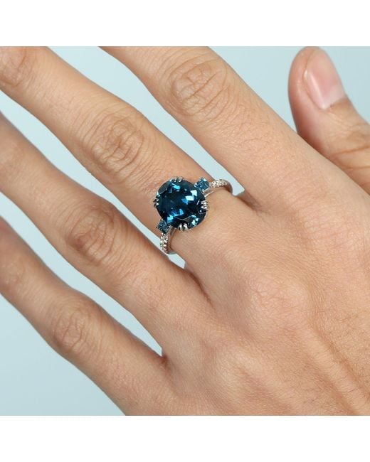 Artisan Blue 14K Oval London Topaz & Diamond Cocktail Ring