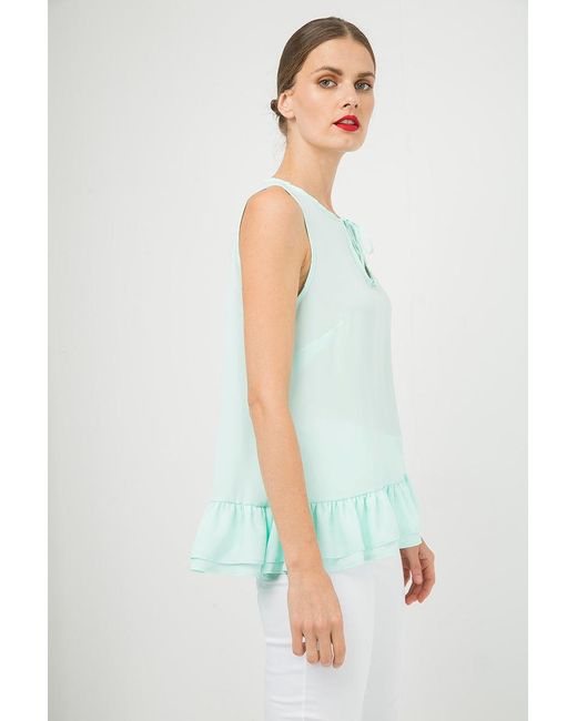 Conquista Green Light Double Frill Detail Top