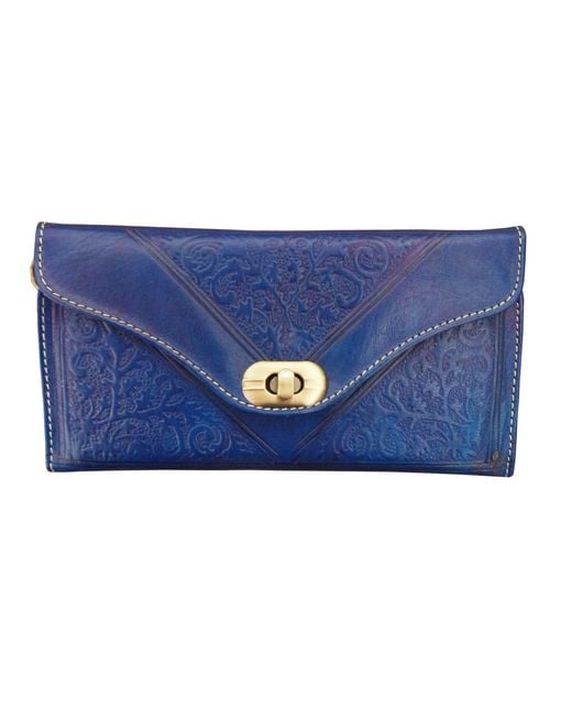 Berber Leather Blue Leather Tri-Fold Purse