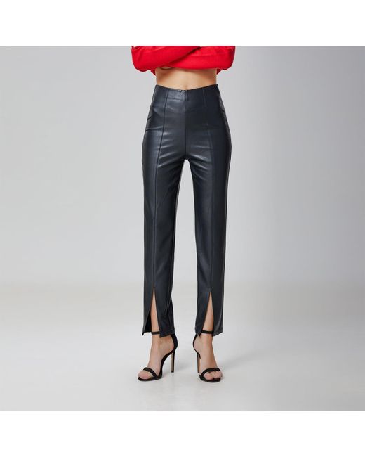 Smart and Joy Gray Pu Cigarette Pants
