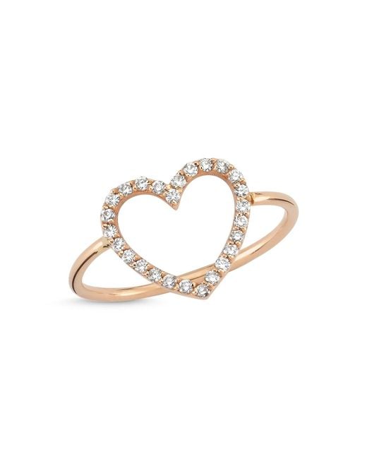 Ecce | Artisan Diamonds Metallic Solid 14Ct Hollow Heart Diamond Ring