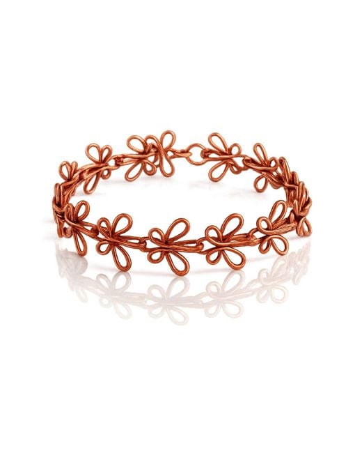 Anatoliacraft Red Solid Copper Butterfly Motif Link Bracelet for men