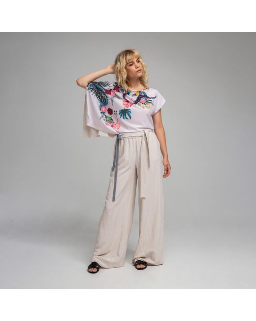 ARTISTA Blue Natalie Oriental Printed Asymmetric Blouse