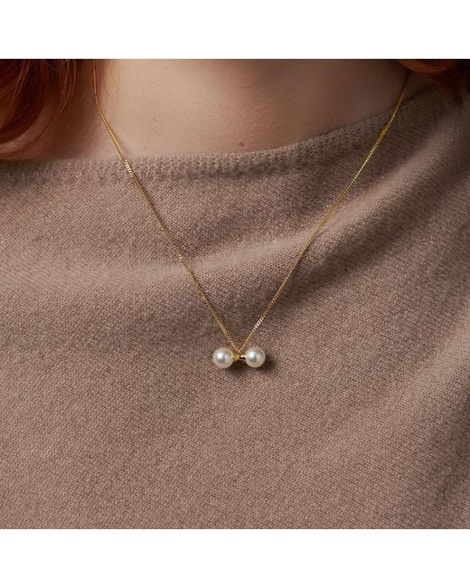 Janus Edinburgh Metallic Maat Mother Shell Pearl Balanced Twin Pearl Vermeil Necklace