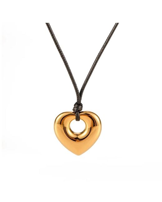 Olivia Le Metallic Heart Medallion Rope Necklace