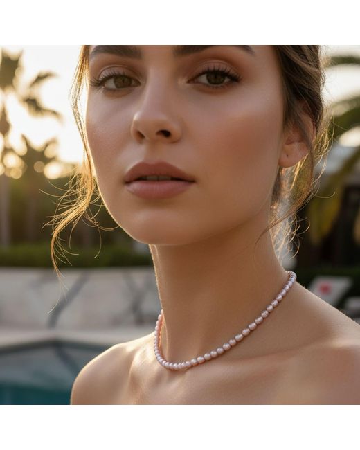 Seven Saints Metallic Blush Freshwater Baroque Pearl Choker, Plated