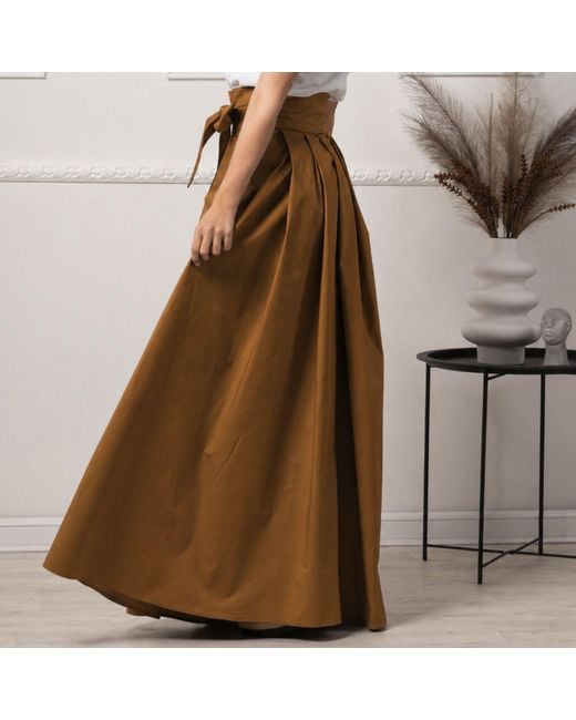 Nikka Place Brown Long Summer Cotton Skirt With High Waist