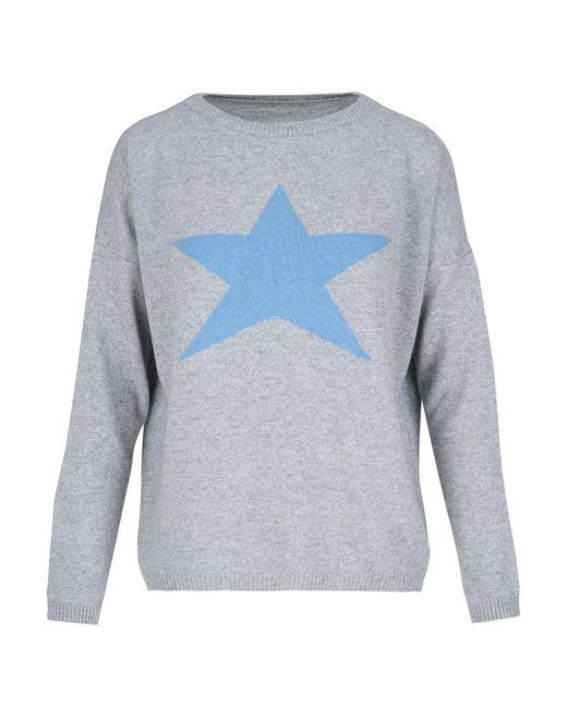 At Last Cashmere Mix Sweater In With Sky Blue Star