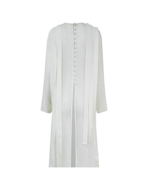 Lorena Saravia White Josefa Silk Long Blouse