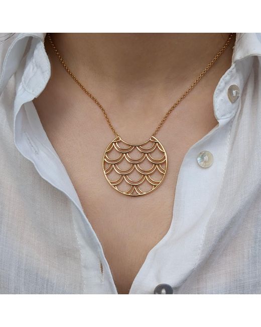Janus Edinburgh Metallic Sterling Vermeil Tidal Scale Large Circle Necklace