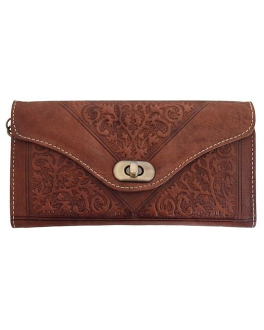 Berber Leather Brown Leather Tri-Fold Purse Dark