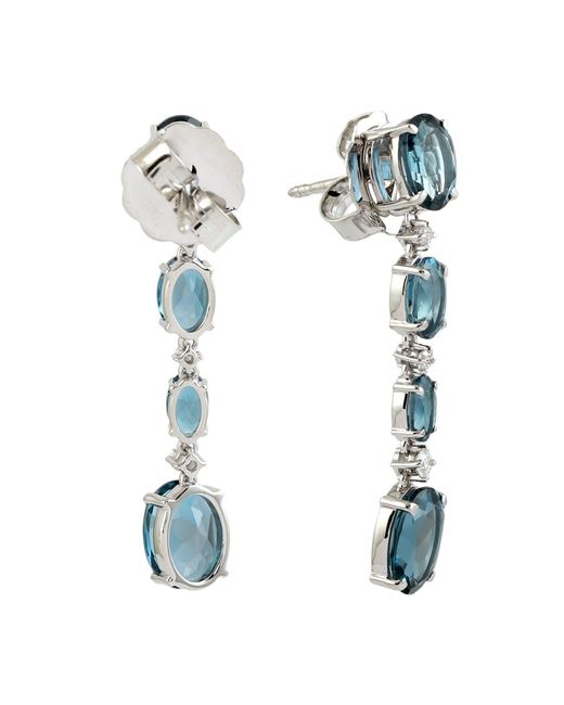 Artisan Blue London Topaz & Diamond Linear Drop Earrings
