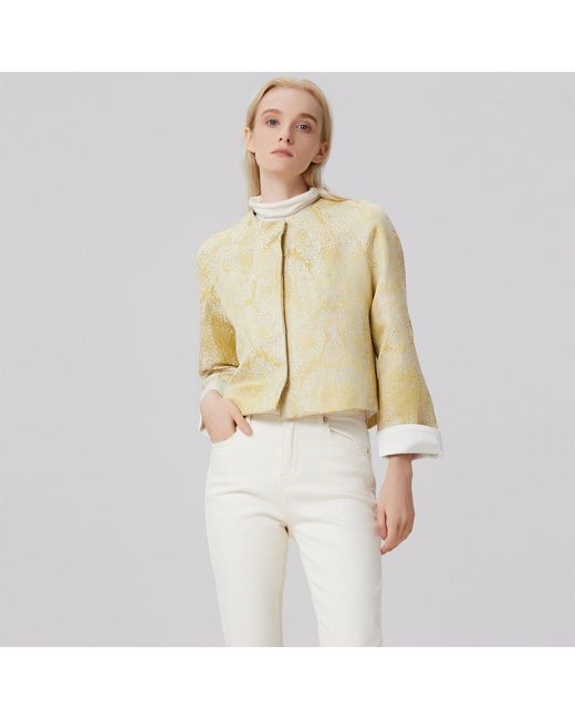 Smart and Joy Green Brocade Short Jacket