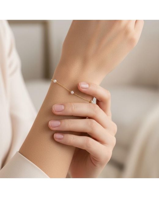 Latelita London Metallic Neutrals Solid 14K Natural Spaced Pearl Bracelet