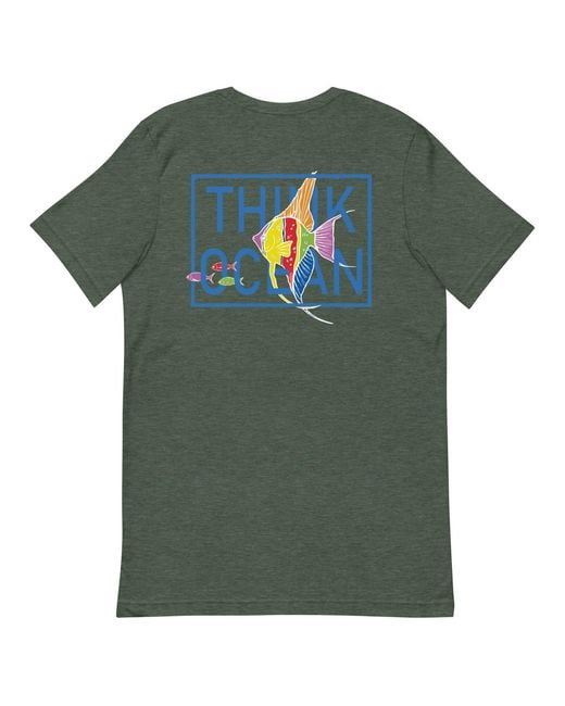 Anchor and Crew Green Forest Think Ocean Fish Fluorescence Cotton Embroidered T-Shirt