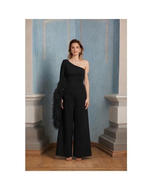 Nomi Fame Black Nymph One Sleeve Asymmetric Neckline Jumpsuit