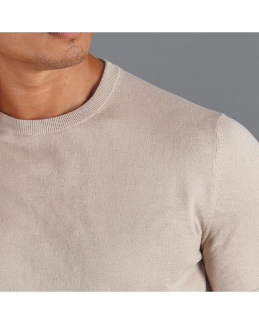 Paul James Knitwear Gray Neutrals / S Ultra-fine Cotton Hugo Knitted T-shirt for men