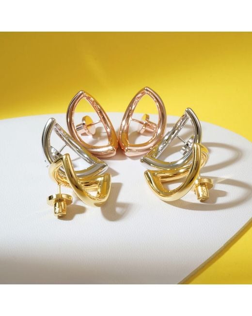 Meulien Metallic Abstract Crescent Moon Earrings