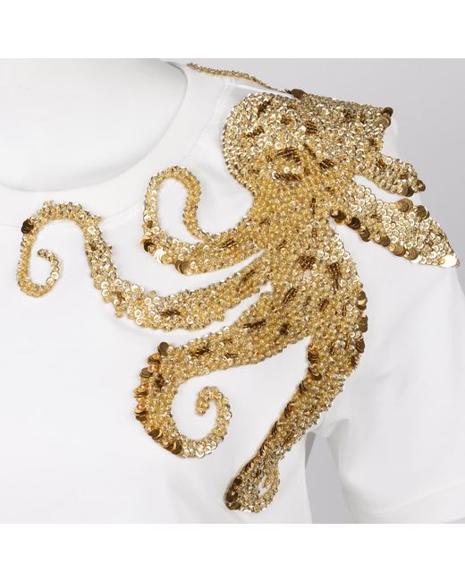 House of Laines London White Laines Couture Embellished Octopus T-Shirt