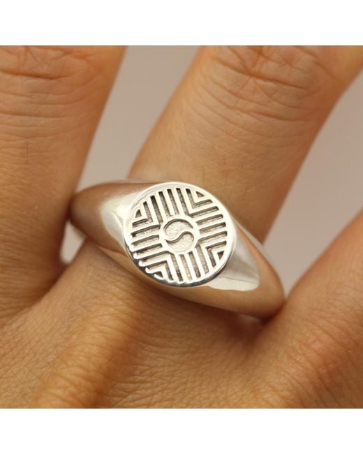 VicStoneNYC Fine Jewelry White Yin And Yang Bold Signet Ring for men