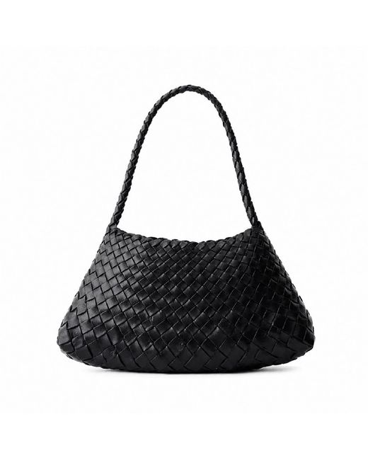 Rimini Black Woven Vegan Leather Sling Bag 'Leontina'