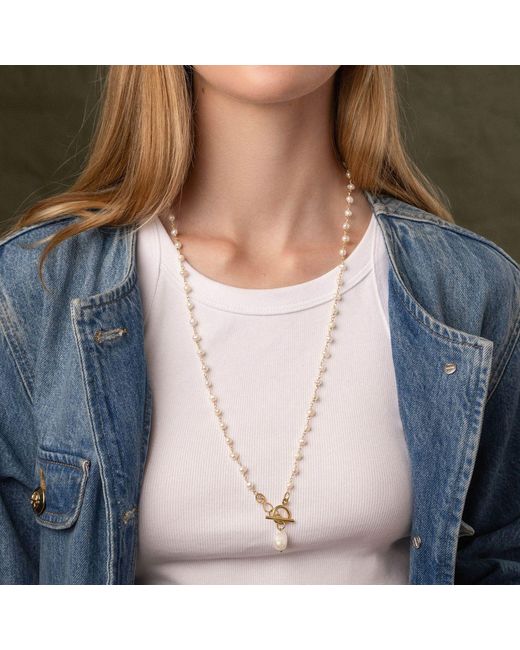 Nialaya Metallic Pearl Wrap Necklace