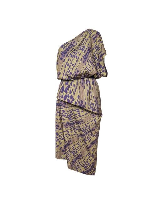 ARTISTA Brown Breath One Shoulder Midi Dress