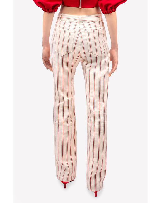 GUILLAUME ALEXANDRE Pink Striped High-Waisted Straight Pants