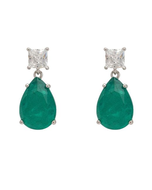 Latelita London Green Rosa Colombian Emerald Drop Earrings