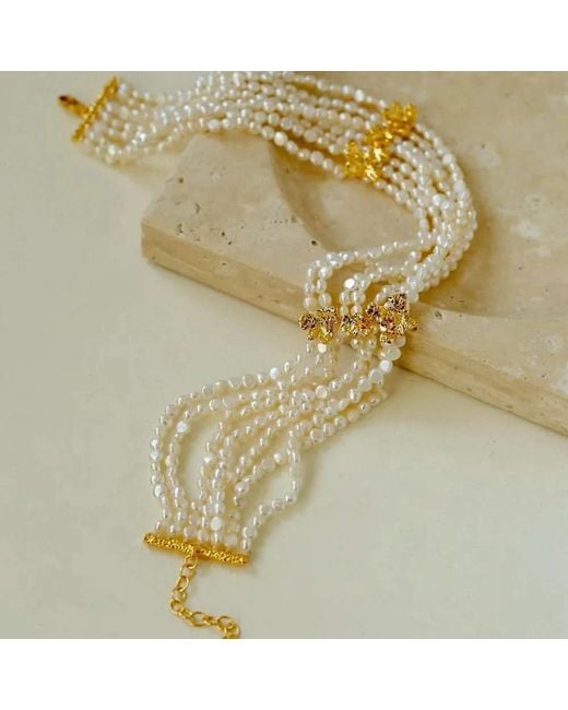 Angel Barocco Metallic Beaded Multi-Strand Shell Pearl Choker Necklace